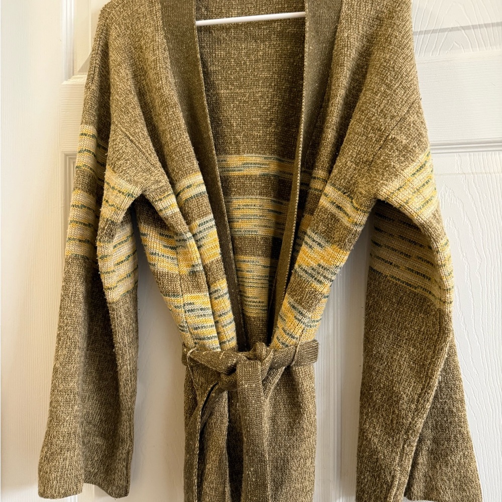 Cozy Brown and Yellow Striped Cardigan